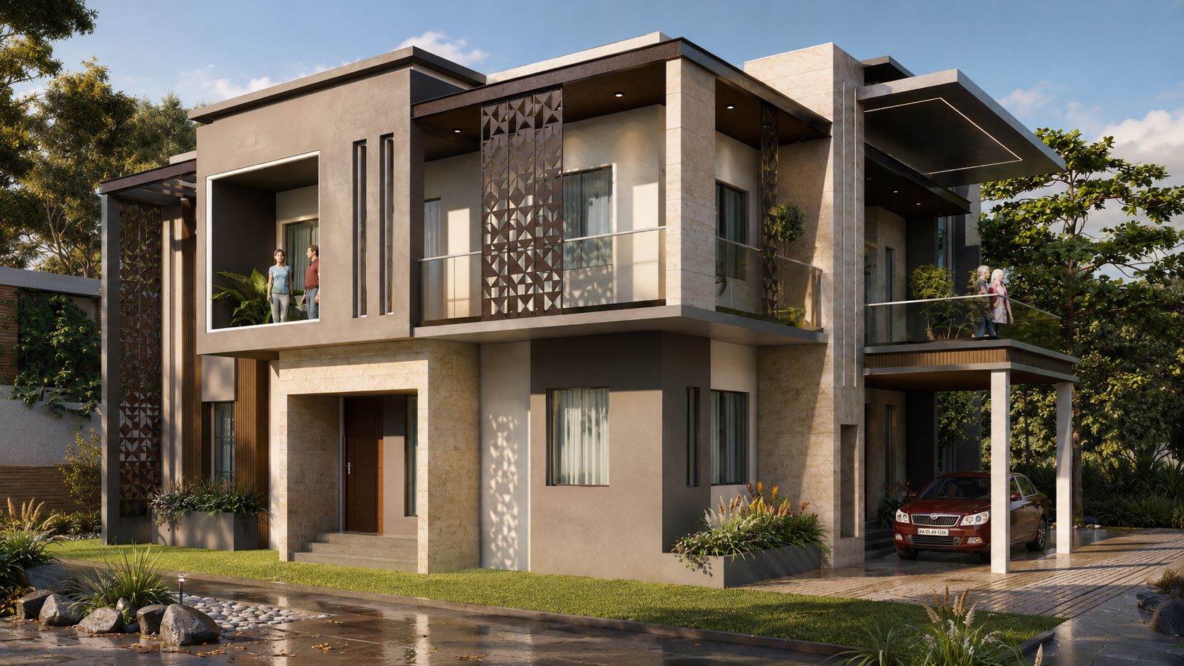The Courtyard House corner Elevation